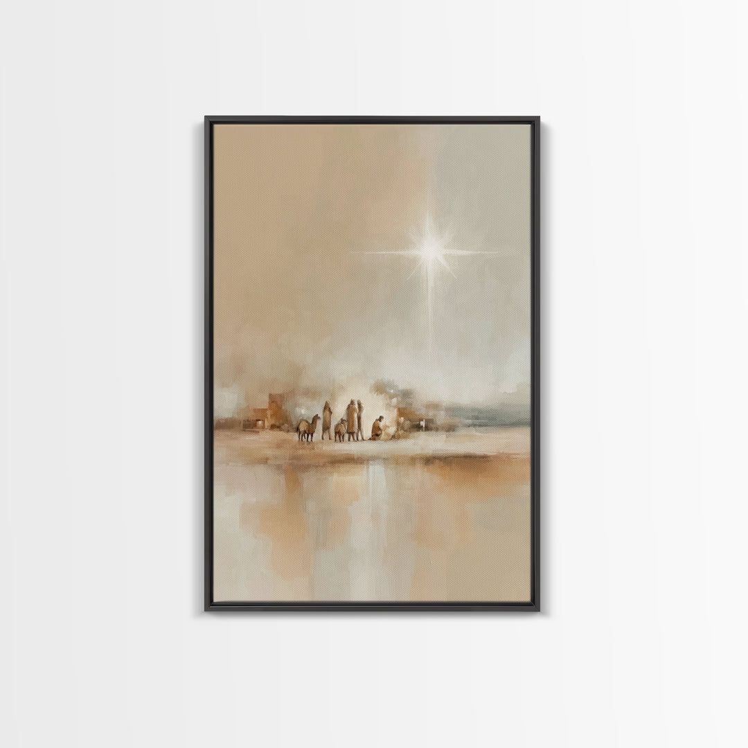 Bethlehem Journey, Framed Canvas Print, Christian Art Canvas, Christmas Art Prints, Christian Christmas Art, Subtle Christian Paintings, Ch