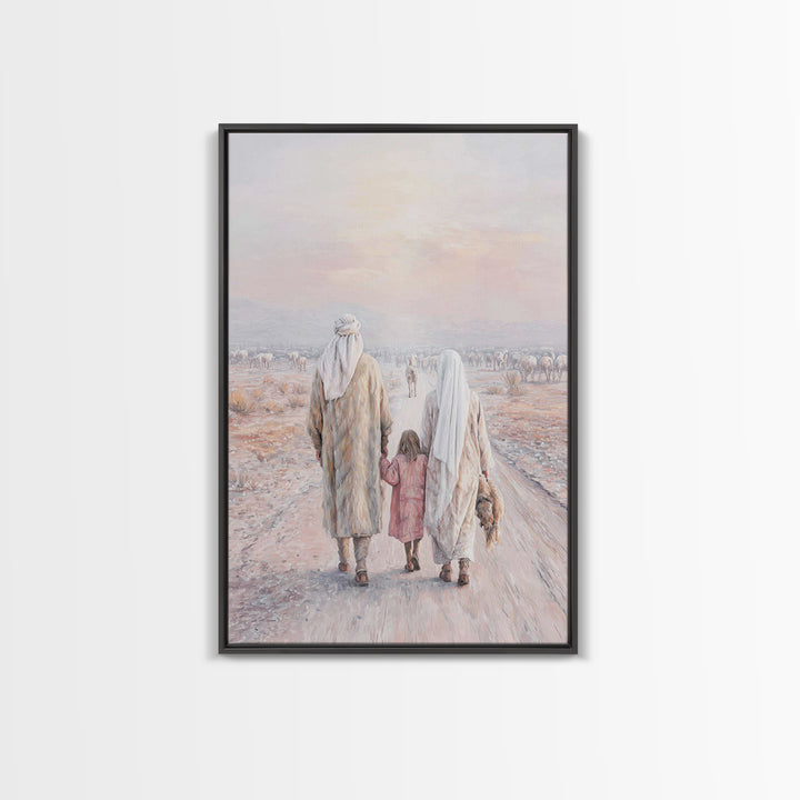 Pilgrims Of Dawn | Framed Canvas Print | Christian Wall Art | Christian Art Canvas | Jesus Painting | Christian Decor | Christmas Art