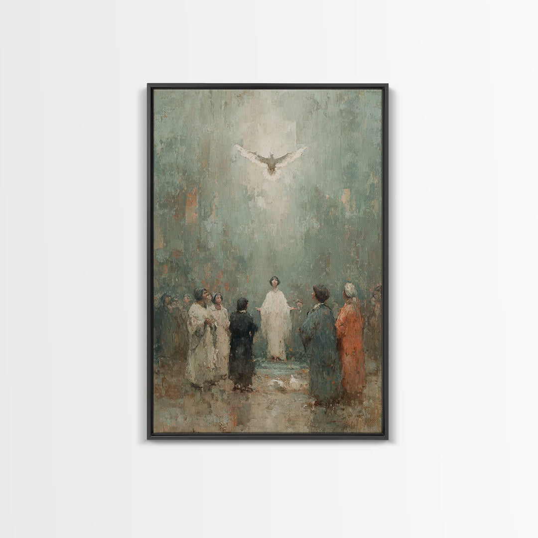 Pentecost Promise, Framed Canvas Print, Christian Art Canvas, Christian Wall Art, Christian Art Work, Christian Paintings, Christian Decor