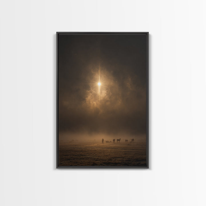 Silent Night Field – Framed Canvas Print – Christian Wall Art – Christian Art Canvas – Christmas Art Prints – Jesus Christmas Art