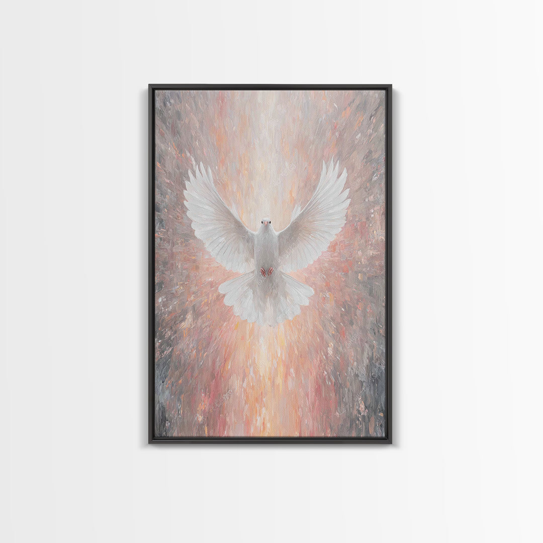 Holy Ascending Dove, Framed Canvas Print, Christian Christmas Art, Christian Wall Art, Christian Art Canvas, Christian Decor, Christian Art