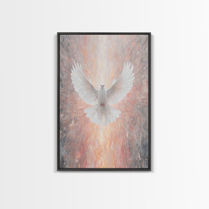 Holy Ascending Dove, Framed Canvas Print, Christian Christmas Art, Christian Wall Art, Christian Art Canvas, Christian Decor, Christian Art