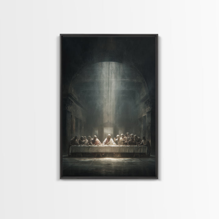 Divine Banquet Light, Framed Canvas Print, Christian Wall Art, Christian Art Canvas, Moody Christian Art, Jesus Painting, Christian Decor