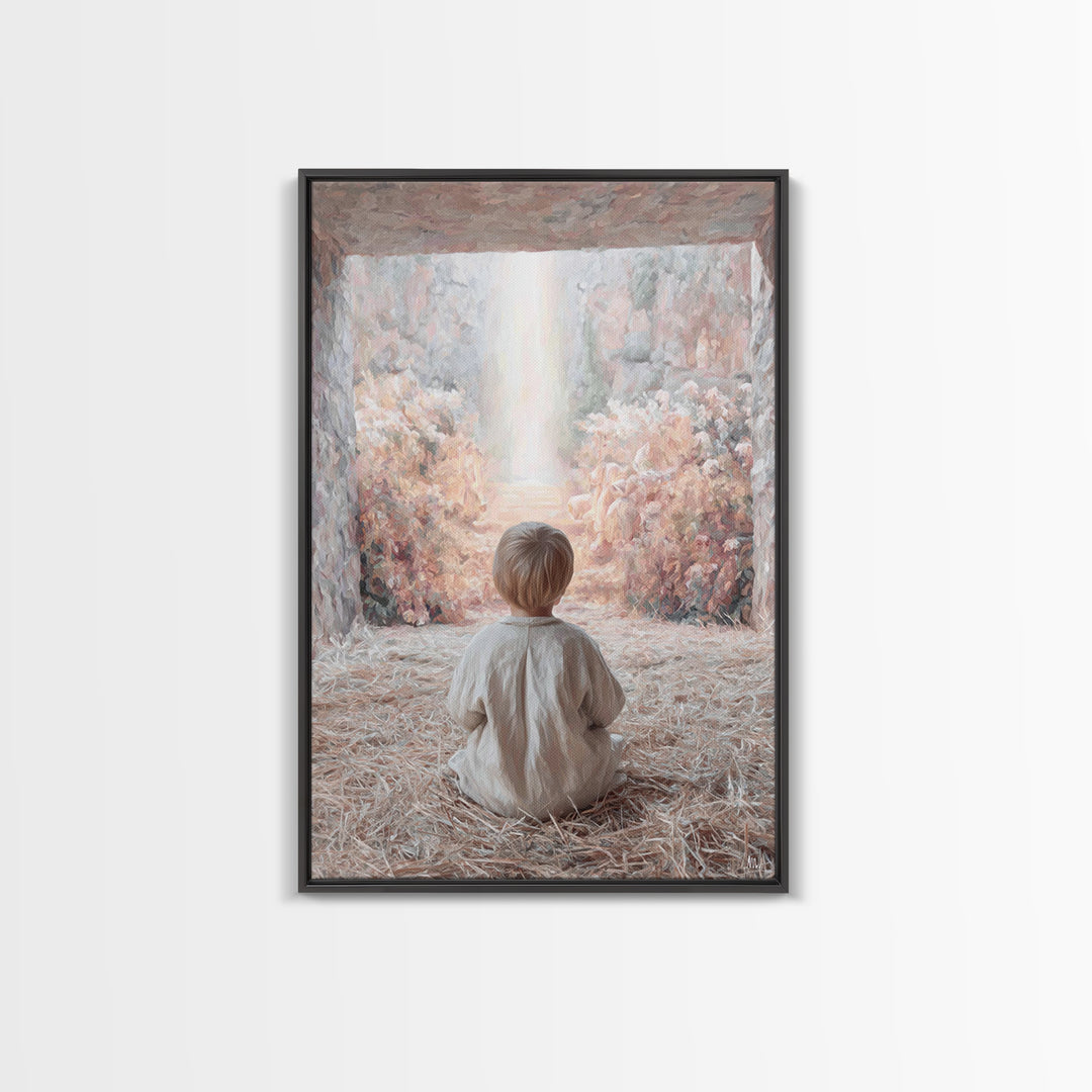 Child Of Promise | Framed Canvas Print | Christian Art Canvas | Christmas Art | Christian Christmas Art | Christian Wall Art | Christian De