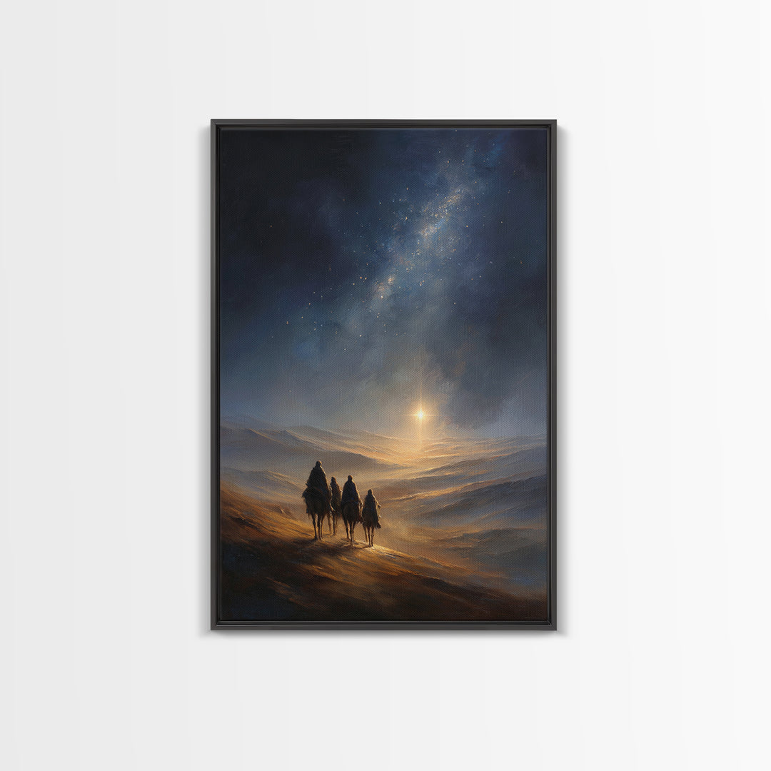 Journey By Starlight, Framed Canvas Print, Christian Christmas Art, Christmas Art, Christian Art Canvas, Christian Wall Art, Christian Deco