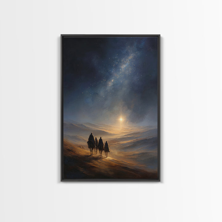 Journey By Starlight, Framed Canvas Print, Christian Christmas Art, Christmas Art, Christian Art Canvas, Christian Wall Art, Christian Deco