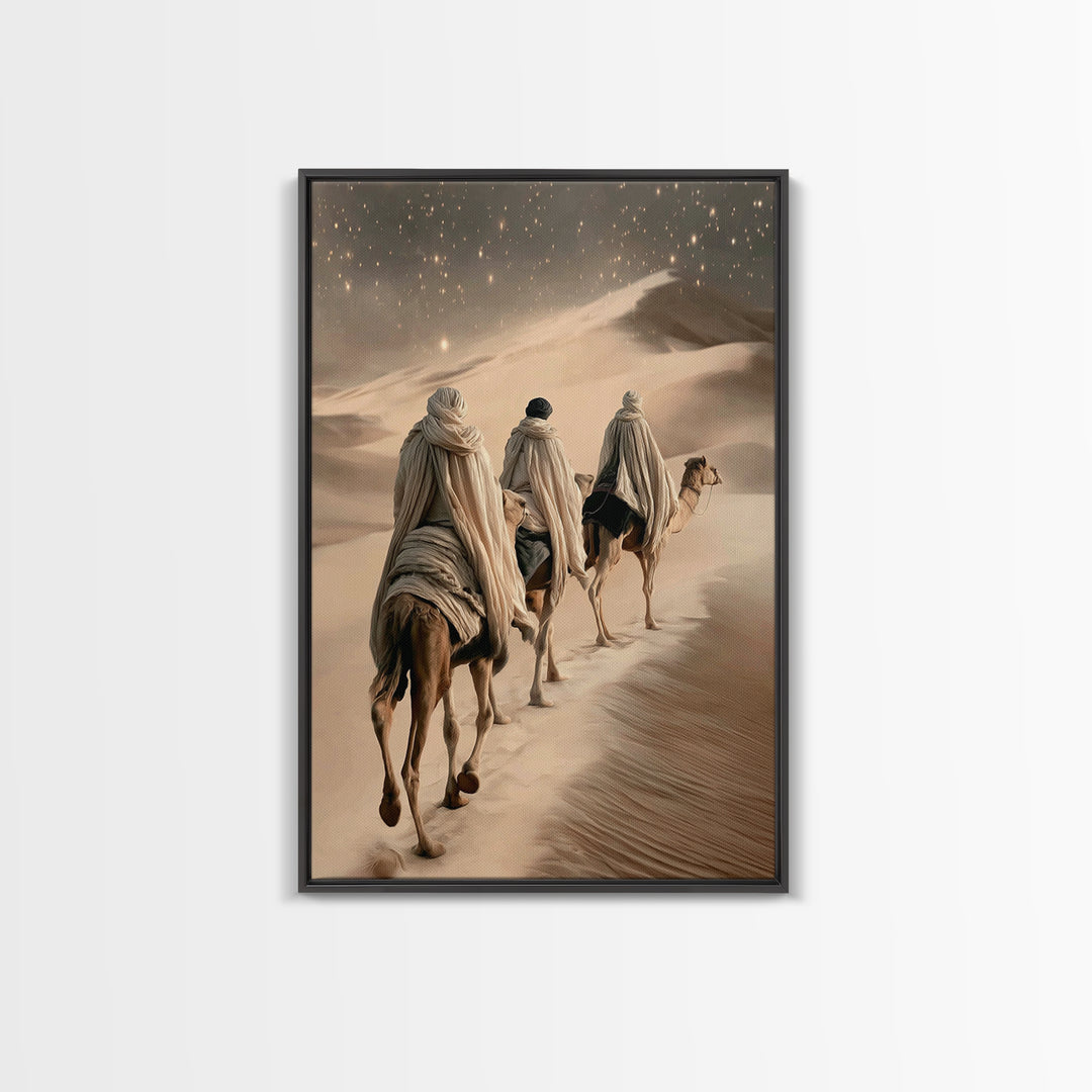Desert Star Journey | Framed Canvas Print | Christian Art Canvas | Christian Christmas | Christmas Wall Art | Modern Christian Art | Jesus