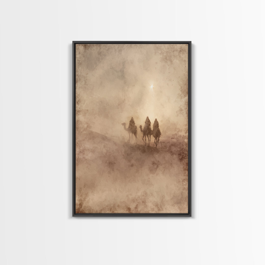 Holy Night Caravan, Framed Canvas Print, Christian Christmas Art, Christian Wall Art, Christmas Canvas Wall Art, Christian Art Canvas, Jesu