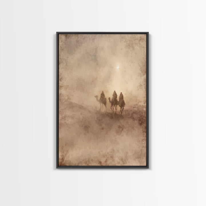Holy Night Caravan, Framed Canvas Print, Christian Christmas Art, Christian Wall Art, Christmas Canvas Wall Art, Christian Art Canvas, Jesu