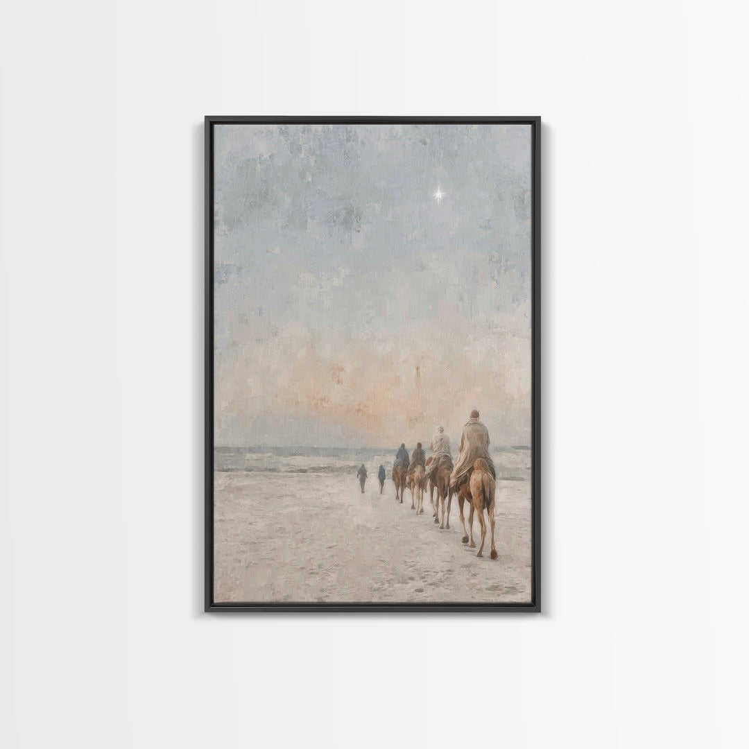Sacred Pilgrimage, Framed Canvas Print, Christian Wall Art, Christian Christmas Art, Christian Art Canvas, Christmas Art Work, Jesus Painti