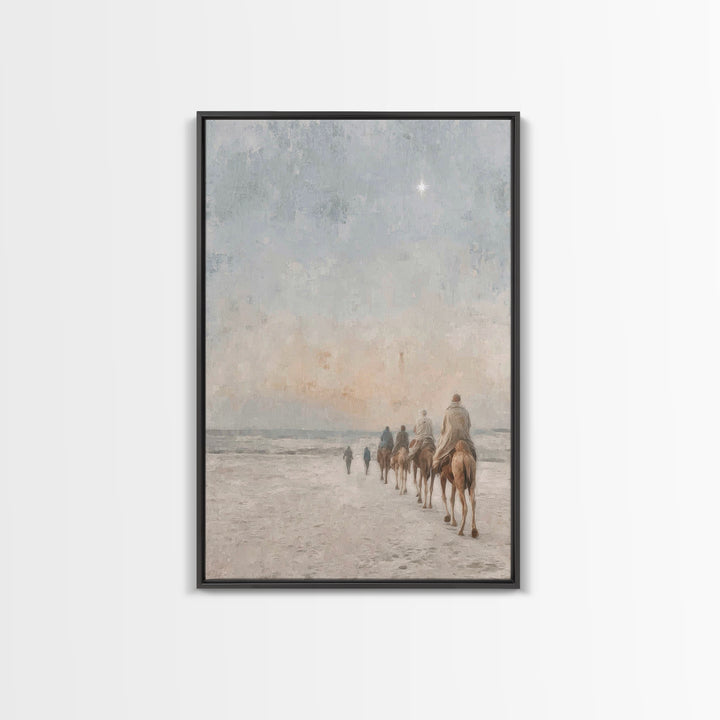 Sacred Pilgrimage, Framed Canvas Print, Christian Wall Art, Christian Christmas Art, Christian Art Canvas, Christmas Art Work, Jesus Painti