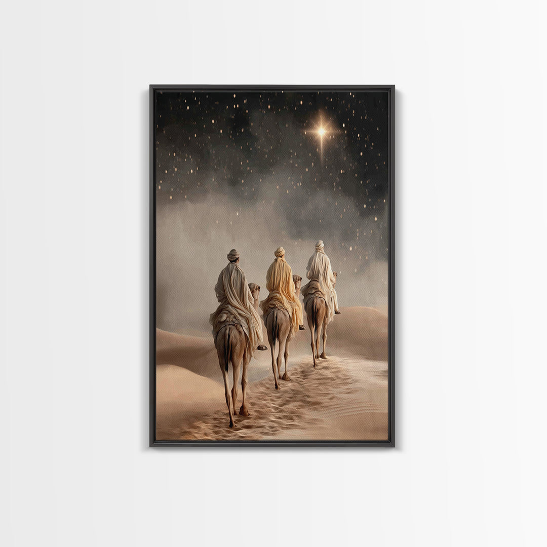 Desert Kings Journey, Framed Canvas Print, Christian Wall Art, Christian Christmas Art, Christian Art Canvas, Christmas Canvas Wall Art, Je