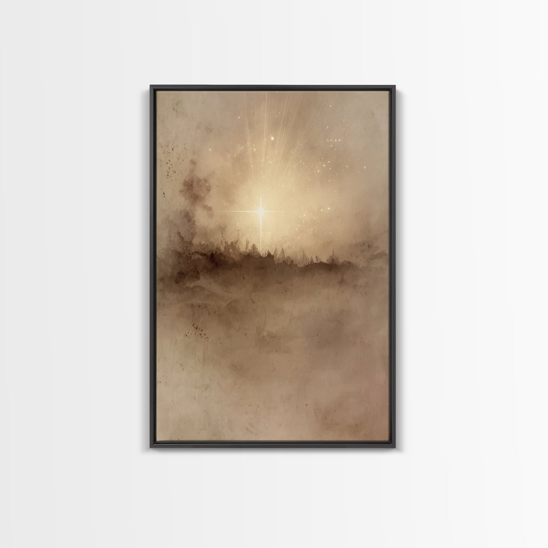 Star Of Bethlehem, Framed Canvas Print, Christian Wall Art, Christian Art Canvas, Christmas Art, Christian Christmas Art, Christian Decor
