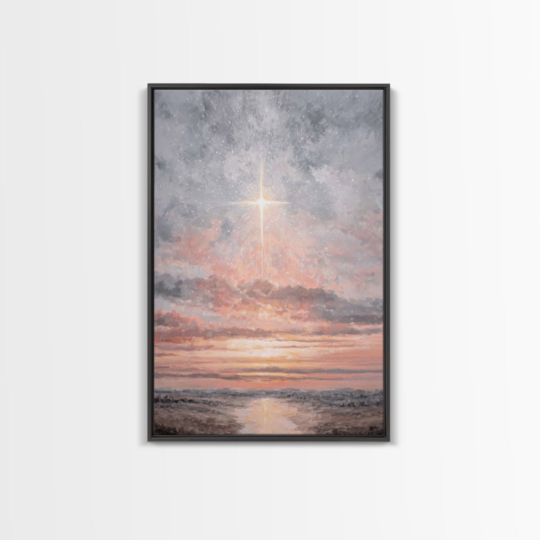 Celestial Promise | Framed Canvas Print | Christian Wall Art | Christian Art Canvas | Christmas Art | Christian Christmas Art | Christian D
