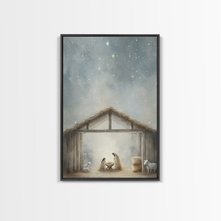Heaven’s Radiance, Framed Canvas Print, Christian Wall Art, Christian Art Canvas, Christmas Art, Christian Christmas Art, Christian Gift Id