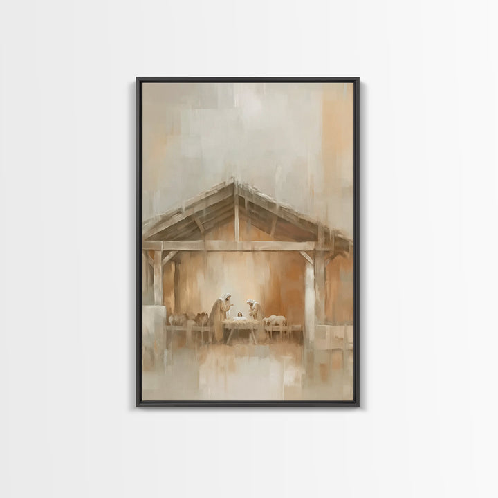 Quiet Manger Light – Framed Canvas Print – Christian Wall Art – Christian Art Canvas – Christmas Art – Christian Christmas Art – Christian
