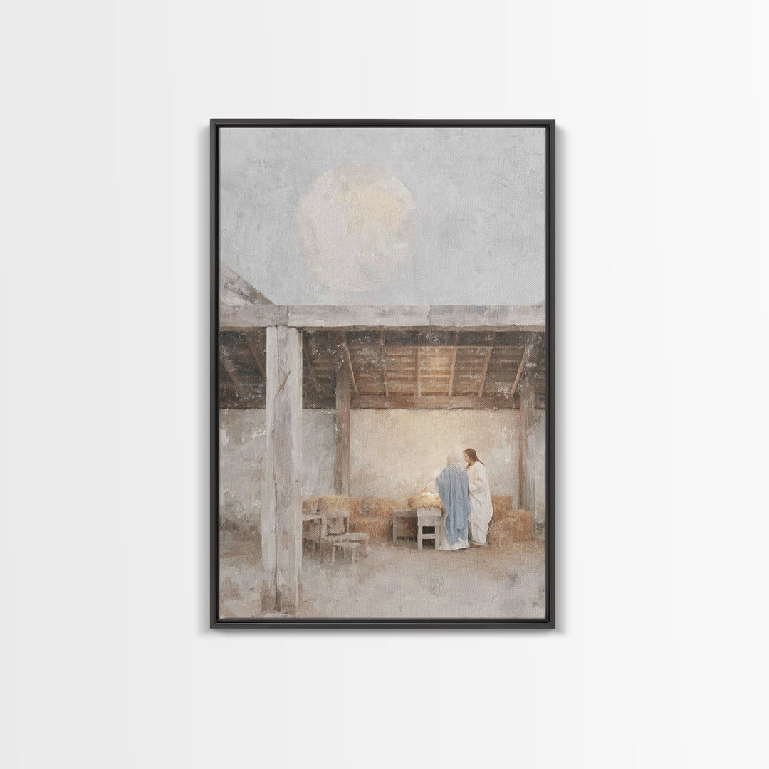 Sacred Arrival | Framed Canvas Print | Christian Wall Art | Christian Art Canvas | Christmas Art | Christian Christmas Art | Christian Deco