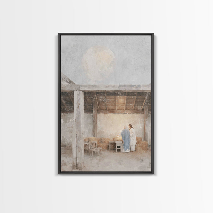 Sacred Arrival | Framed Canvas Print | Christian Wall Art | Christian Art Canvas | Christmas Art | Christian Christmas Art | Christian Deco