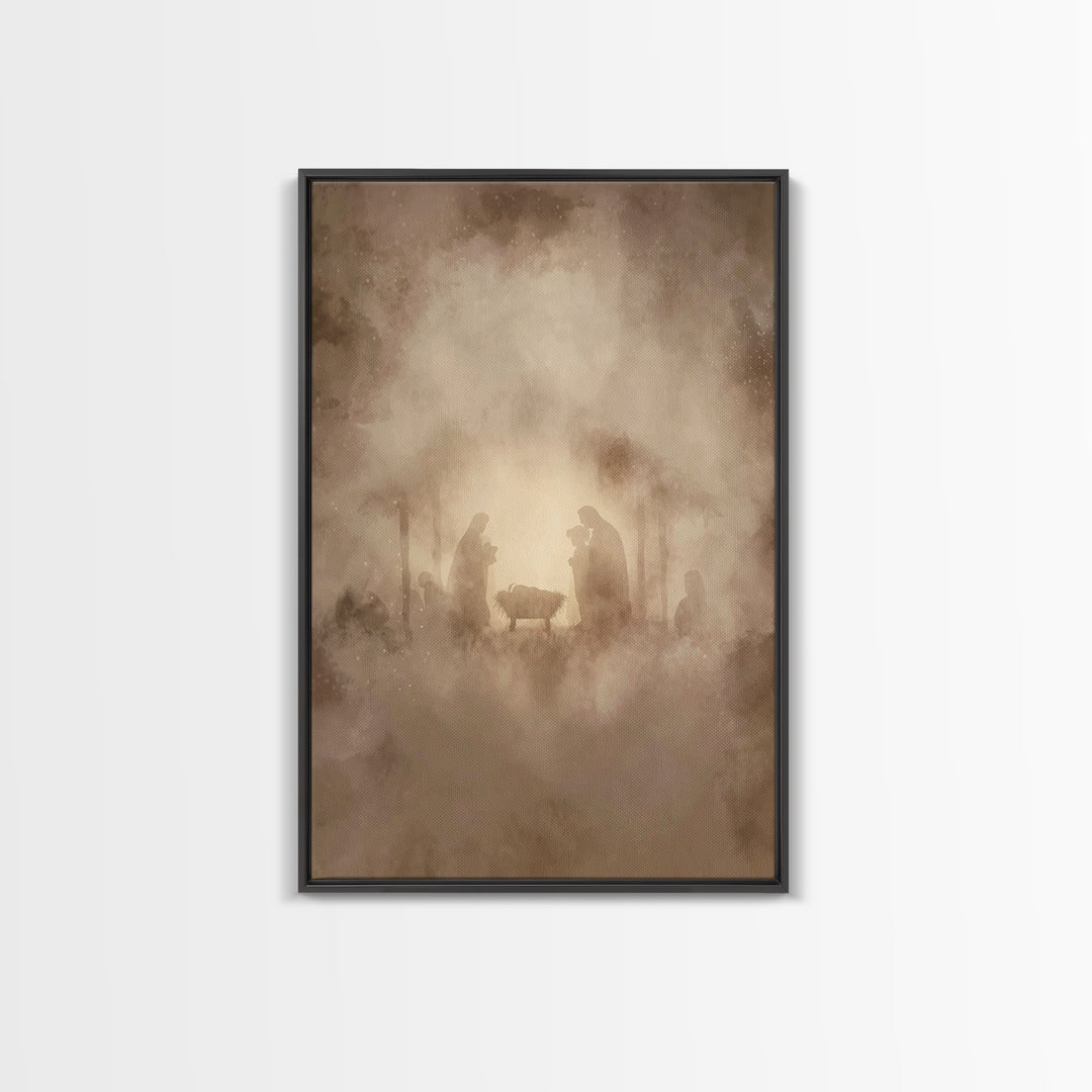 Silent Worship – Framed Canvas Print – Christian Wall Art – Christian Art Canvas – Christmas Art – Christian Christmas Art – Christian Gift
