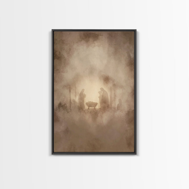 Silent Worship – Framed Canvas Print – Christian Wall Art – Christian Art Canvas – Christmas Art – Christian Christmas Art – Christian Gift