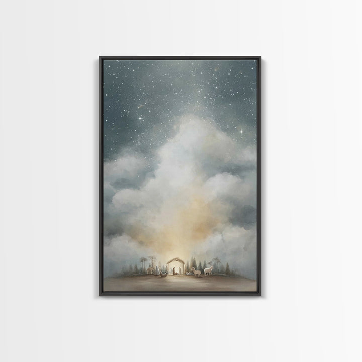 Heavenly Visitation | Framed Canvas Print | Christian Wall Art | Christian Art Canvas | Christmas Art | Christian Christmas Art | Christian