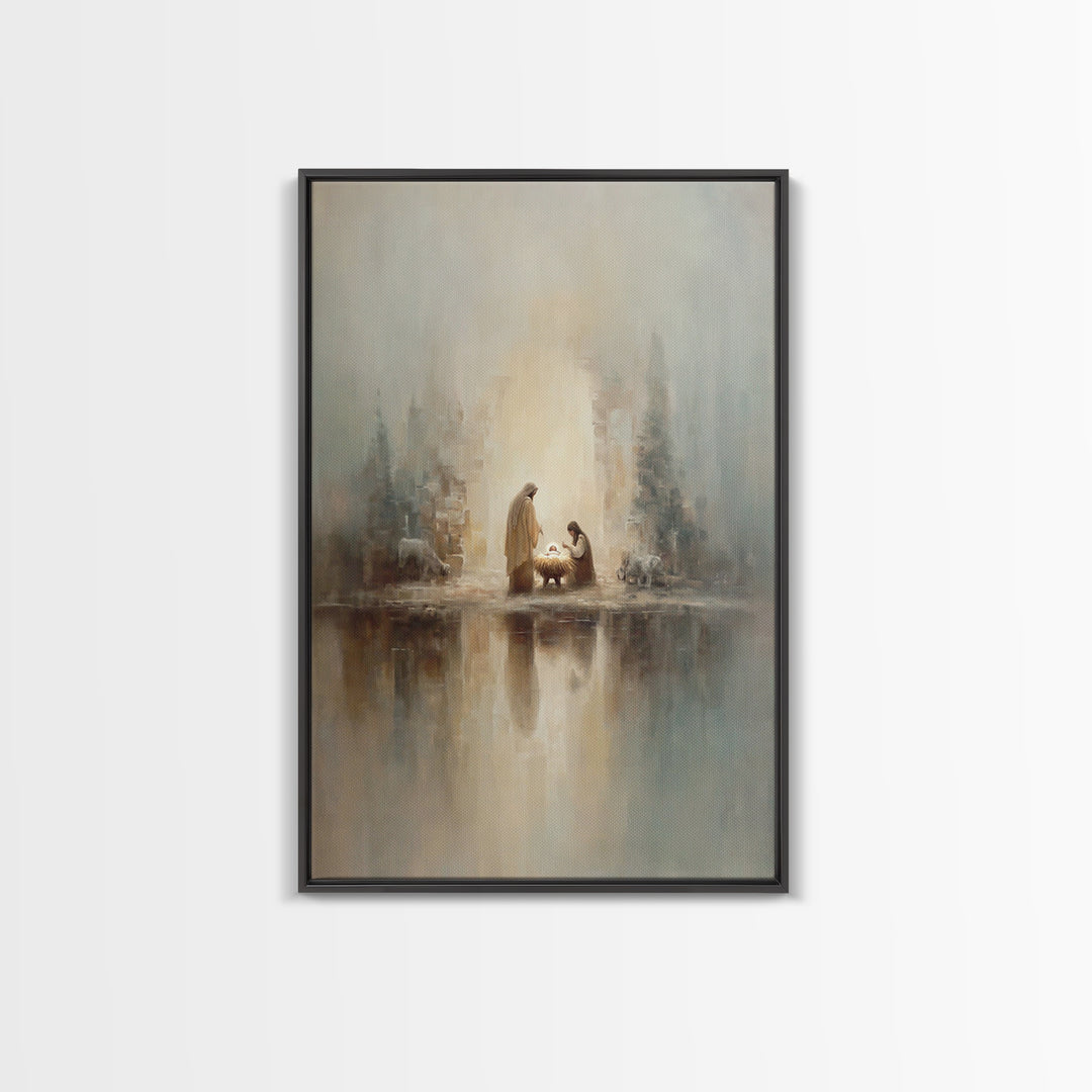 Peaceful Nativity – Framed Canvas Print – Christian Wall Art – Christian Art Canvas – Christmas Art – Christian Christmas Art – Christian D
