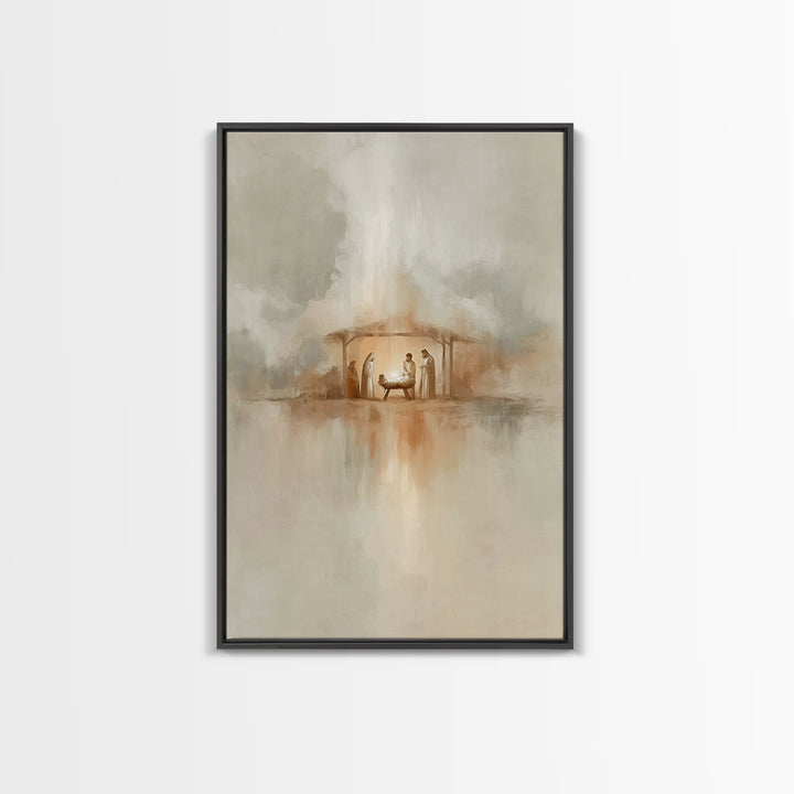 Radiant Manger Light – Framed Canvas Print – Christian Wall Art – Christian Art Canvas – Christmas Art – Christian Christmas Art – Christia