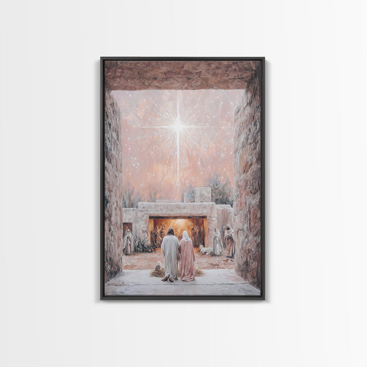 Celestial Nativity, Framed Canvas Print, Christian Wall Art, Christian Art Canvas, Christmas Art, Christian Christmas Art, Christian Decora