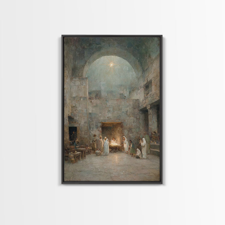 Holy Night Promise | Framed Canvas Print | Christian Wall Art | Christmas Art Prints | Jesus Christmas Art | Christian Art Canvas | Vintage