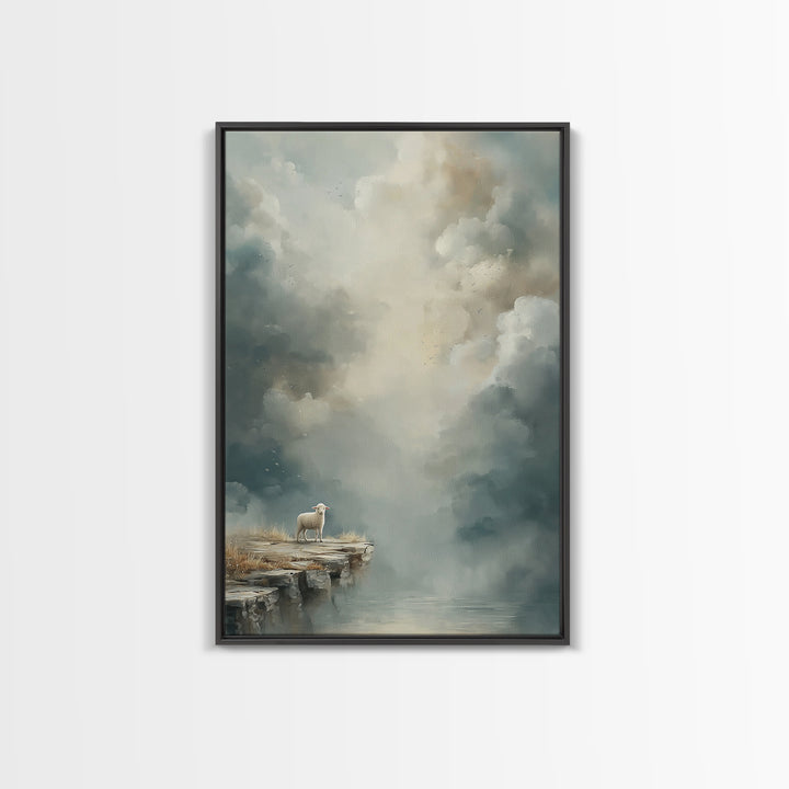 Heavenly Stillness, Framed Canvas Print, Christian Wall Art, Christian Art Canvas, Subtle Christian Art, Modern Christian Painting, Christi