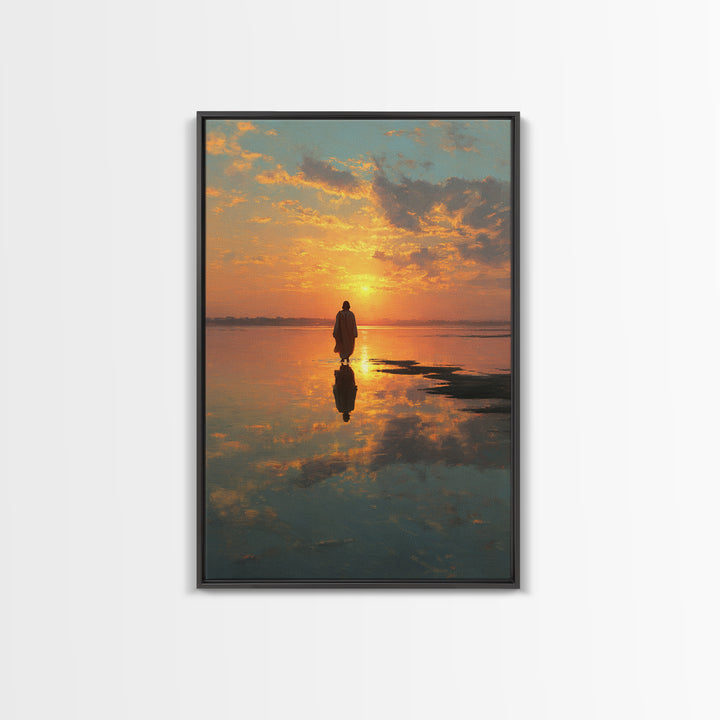 Sunset Messiah – Framed Canvas Print – Christian Wall Art – Christian Art Canvas – Large Jesus Painting – Christian Painting – Christian Ar