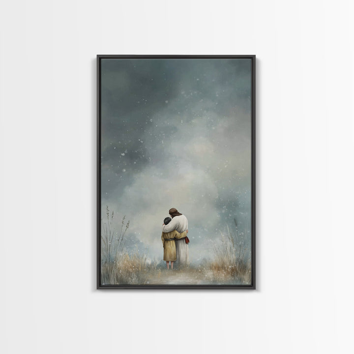 Snowfall Comfort, Framed Canvas Print, Christian Wall Art, Christian Art Canvas, Christian Paintings, Christian Art Gift, Subtle Christian
