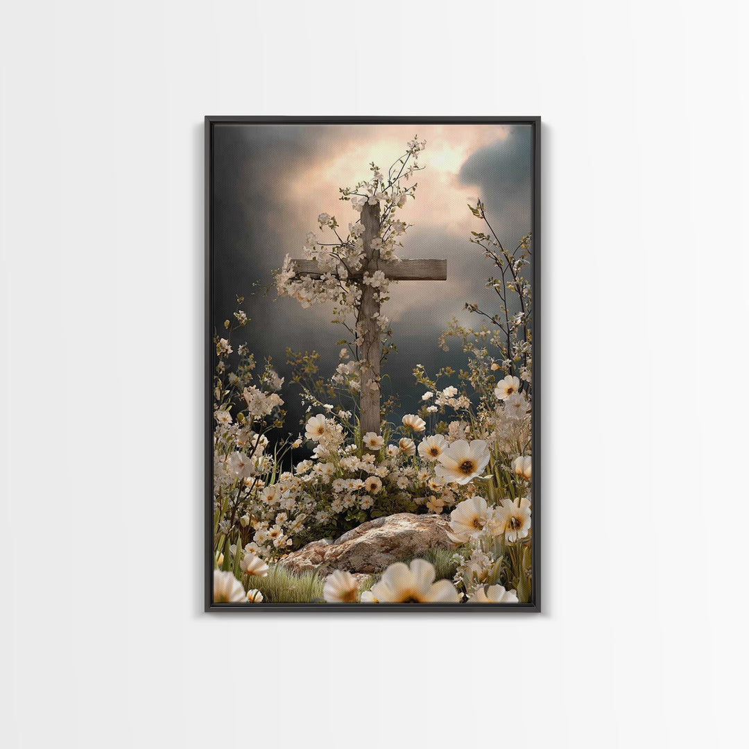 Blossoms Of Grace - Framed Canvas Print - Christian Wall Art - Christian Art Canvas - Jesus Painting - Christian Decor - Christian Gift