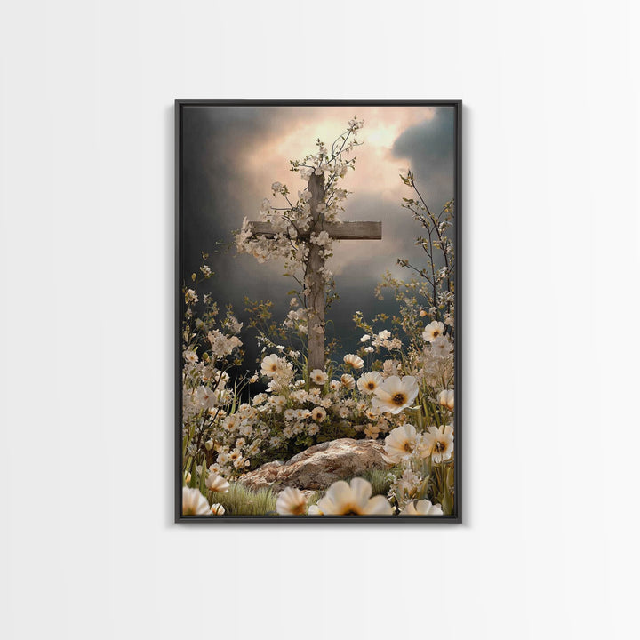 Blossoms Of Grace - Framed Canvas Print - Christian Wall Art - Christian Art Canvas - Jesus Painting - Christian Decor - Christian Gift