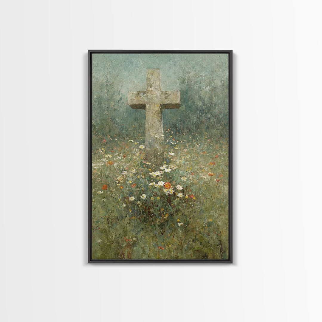 Field Of Mercy - Framed Canvas Print - Christian Art Print - Vintage Christian Art - Christian Wall Art - Christian Painting - Christian Ho