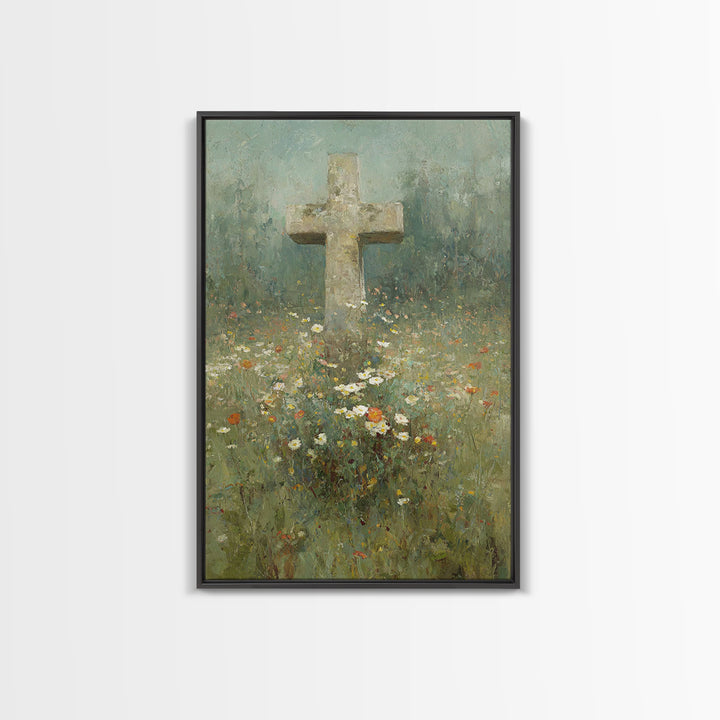 Field Of Mercy - Framed Canvas Print - Christian Art Print - Vintage Christian Art - Christian Wall Art - Christian Painting - Christian Ho