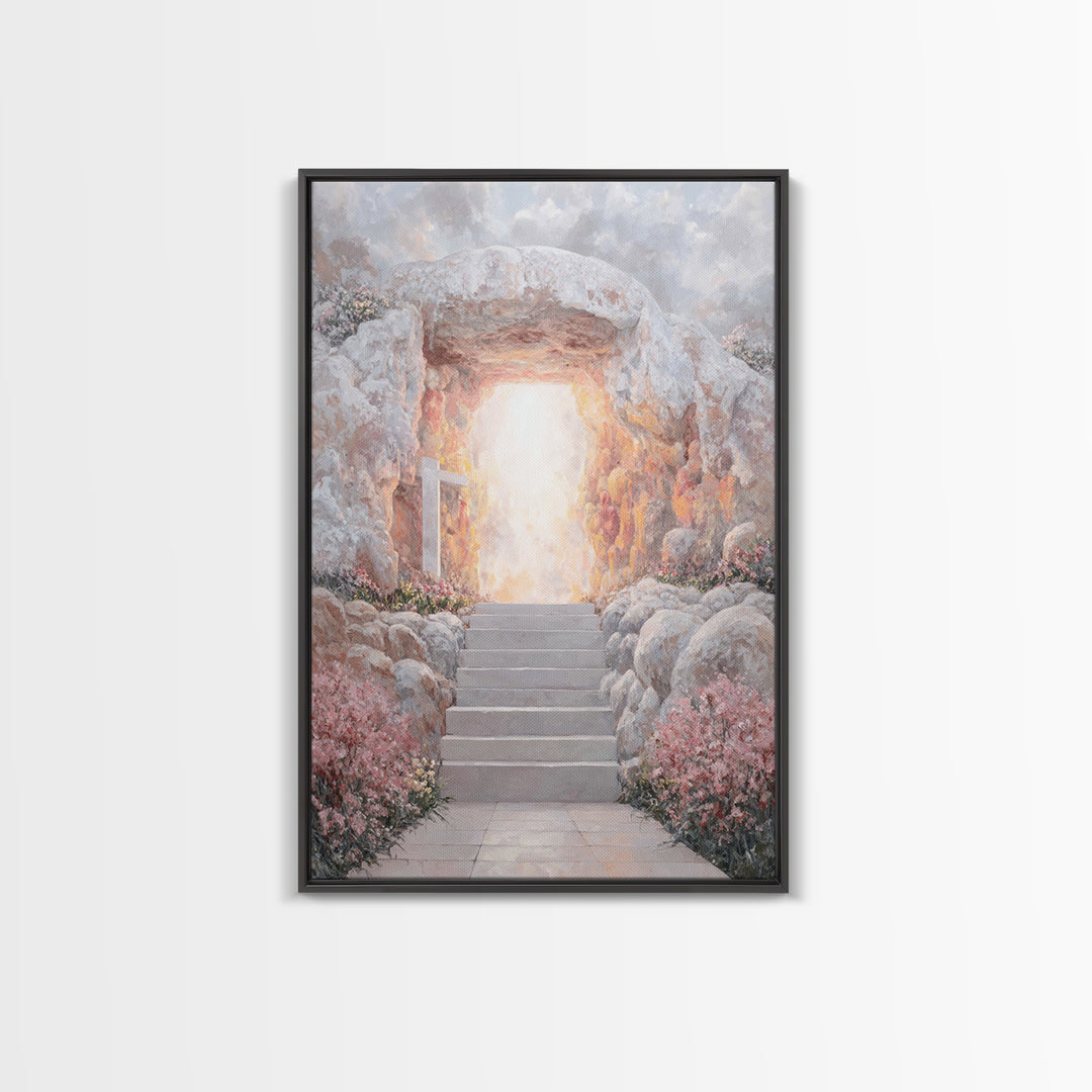 Stairway To Light - Framed Canvas Print - Christian Wall Art - Christian Art Painting - Large Christian Art - Christian Canvas Art - Christ