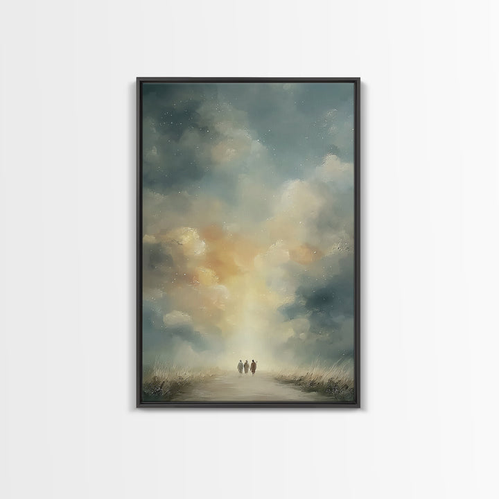 Heavenly Walk Light – Framed Canvas Print – Christian Wall Art – Jesus Painting – Christian Art Canvas – Christian Christmas Art