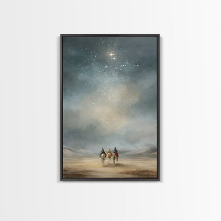 Starry Distant Journey – Framed Canvas Print – Christian Wall Art – Christian Art Canvas – Christmas Art Prints – Christian Christmas Art –