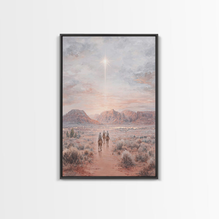 Desert Star Path | Framed Canvas Print | Christian Art Canvas | Christian Wall Art | Christmas Art Work | Christian Christmas Art | Christi