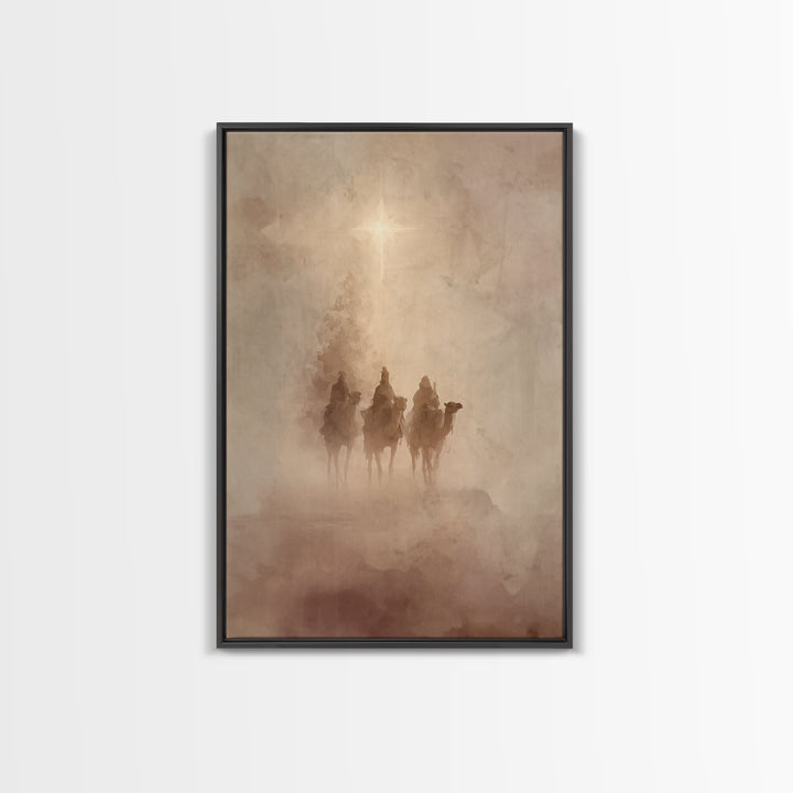 Three Kings Rising – Framed Canvas Print – Christian Christmas Art – Christian Art Canvas – Christmas Wall Art – Christian Wall Art – Chris