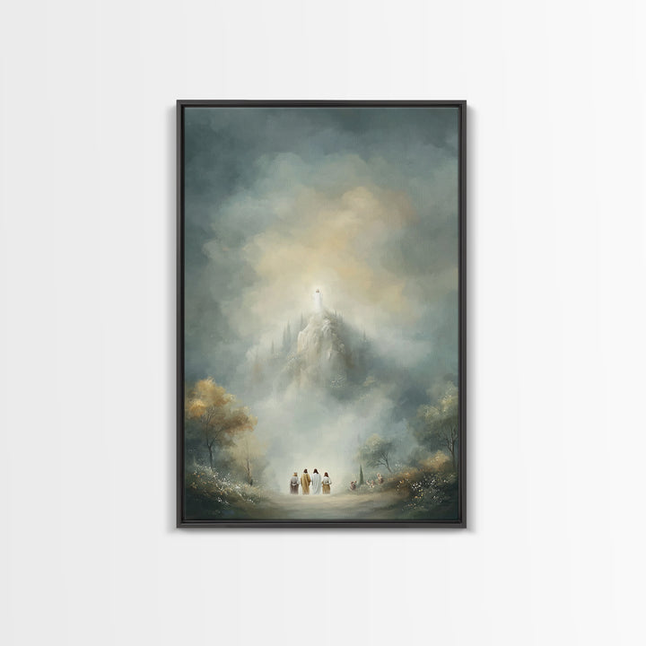 Mountain Glory Light, Framed Canvas Print, Christian Wall Art, Christian Art Canvas, Jesus Painting, Modern Christian Art, Christian Gift I