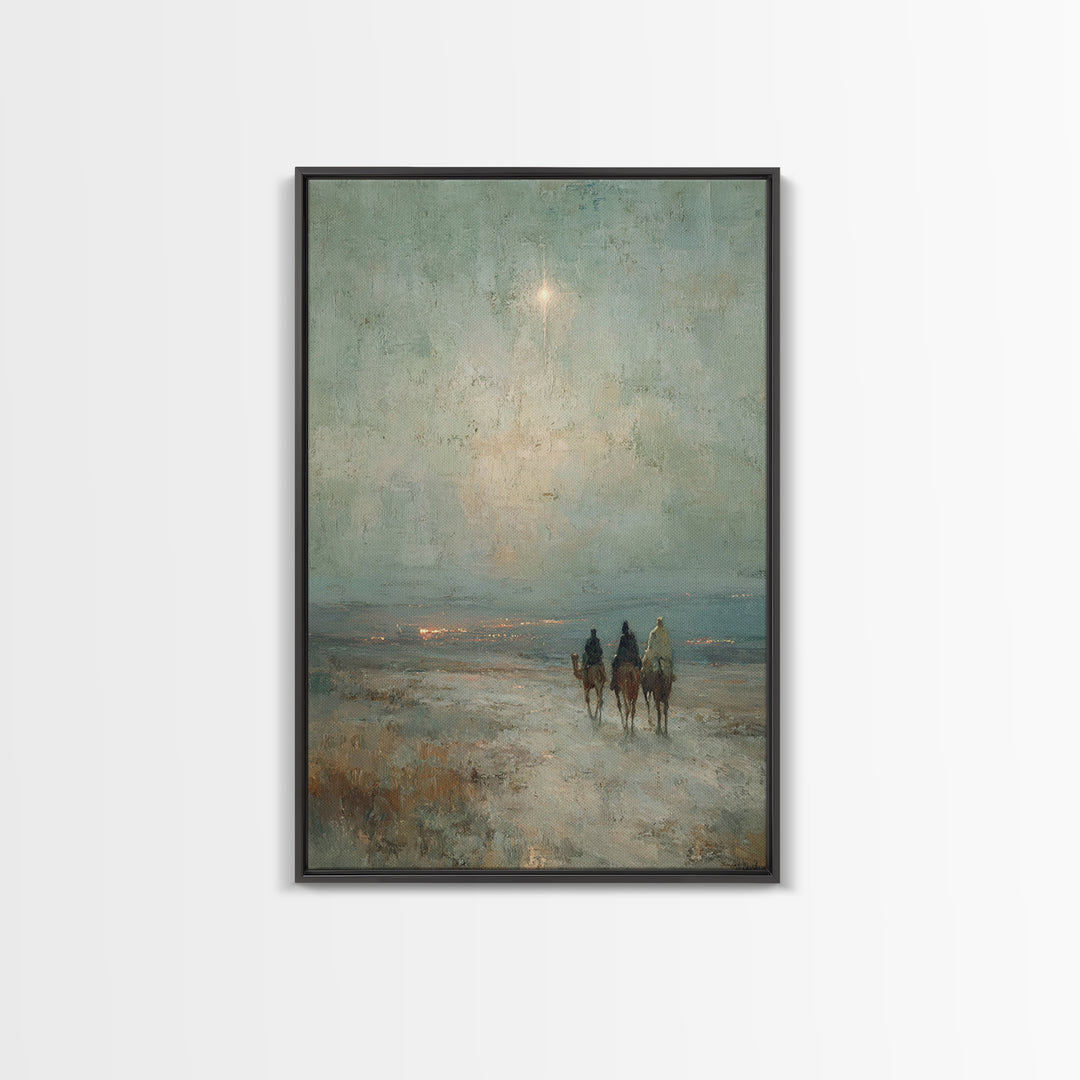Night Caravan – Framed Canvas Print – Jesus Painting – Christian Wall Art – Christian Christmas Art – Christian Art Canvas