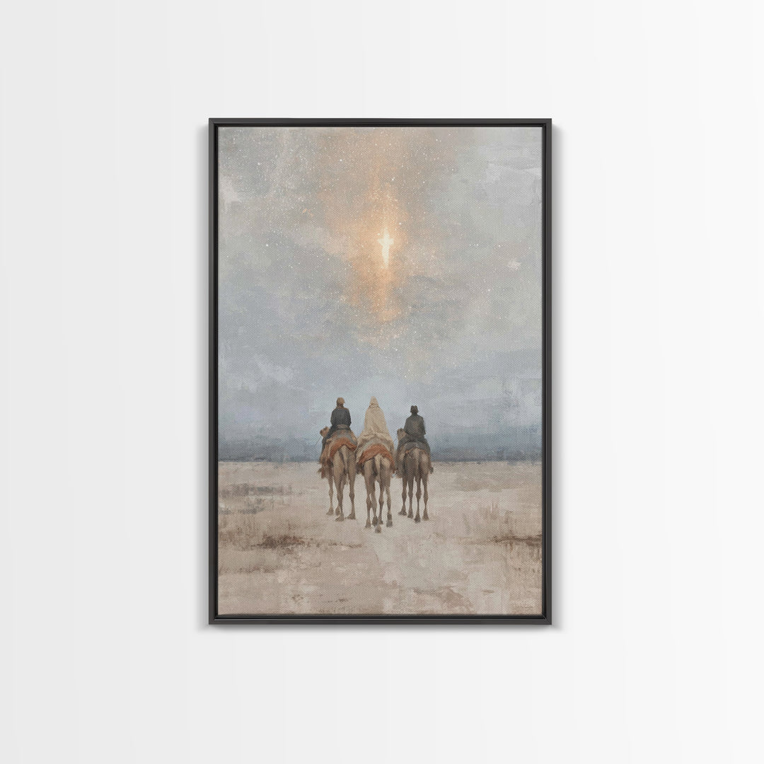 Cross of Light – Framed Canvas Print – Christian Wall Art – Christian Christmas Art – Jesus Painting – Christian Art Canvas