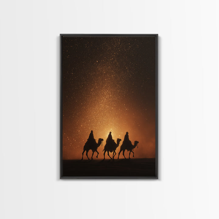 Golden Heavens – Framed Canvas Print – Christian Art Canvas – Christian Wall Art – Christian Christmas Art – Jesus Painting