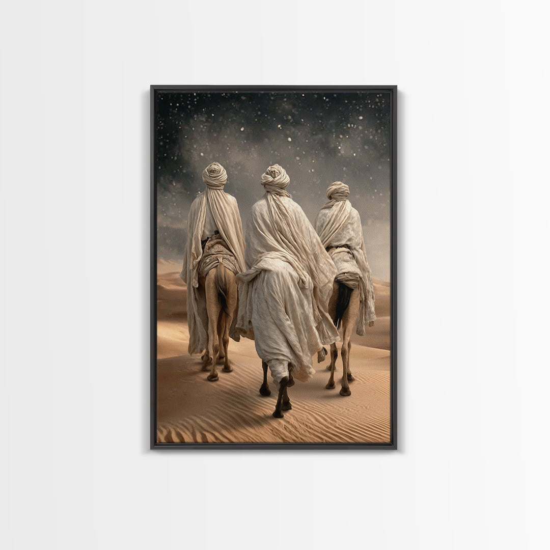 Desert Pilgrims – Framed Canvas Print – Christian Christmas Art – Jesus Painting – Christian Wall Art – Christian Art Canvas – Christmas Ar