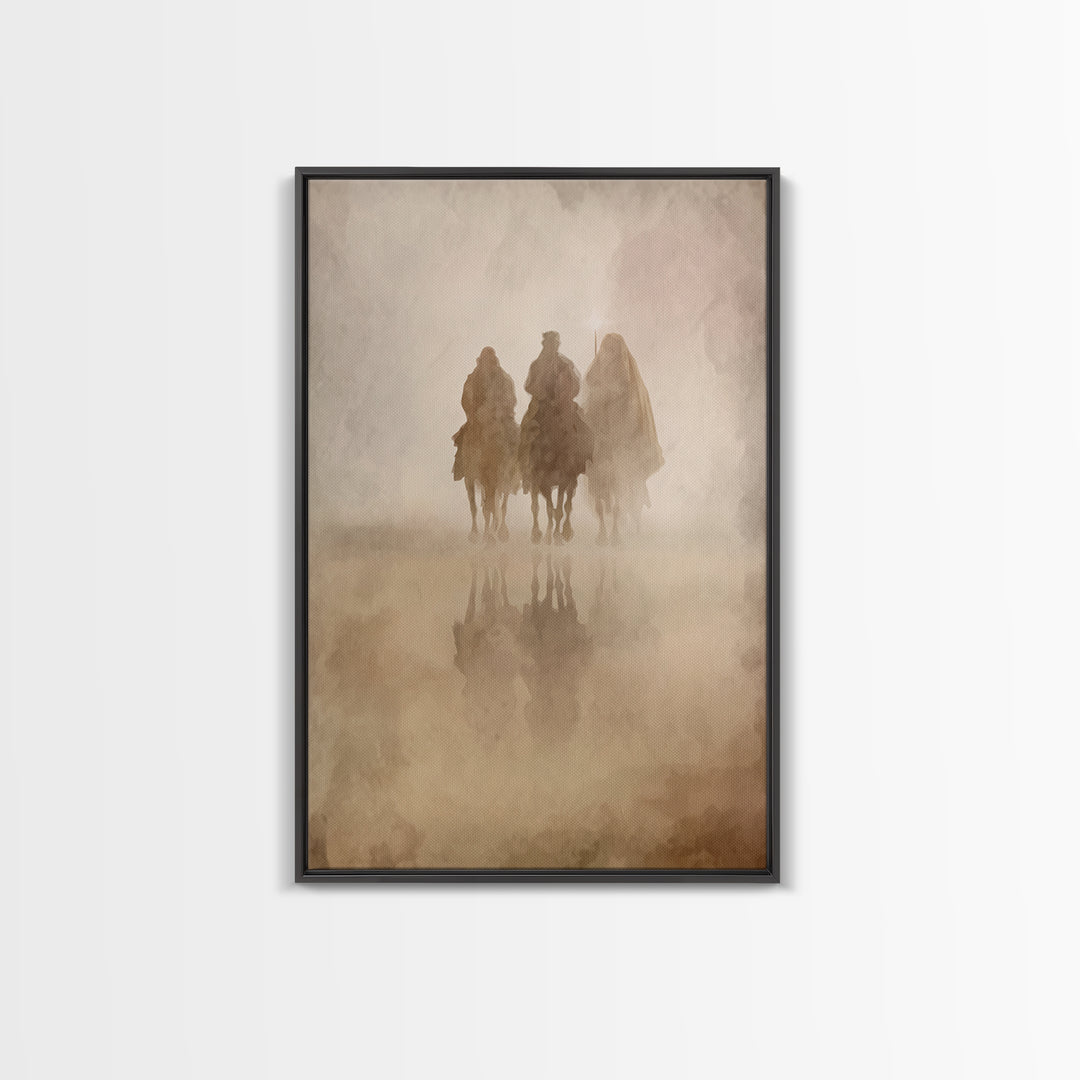 Misty Caravan – Framed Canvas Print – Christian Wall Art – Christian Art Canvas – Christian Christmas Art – Christmas Art – Jesus Painting