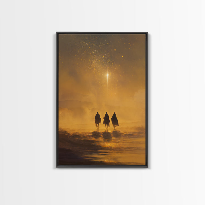 Golden Starpath – Framed Canvas Print – Christian Christmas Art – Christian Art Canvas – Jesus Painting – Christian Wall Art – Christmas Ar