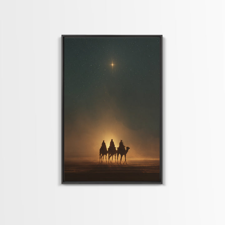 Desert Star Journey – Framed Canvas Print – Christian Art Canvas – Christian Christmas Art – Christmas Wall Art – Christian Decor – Christm