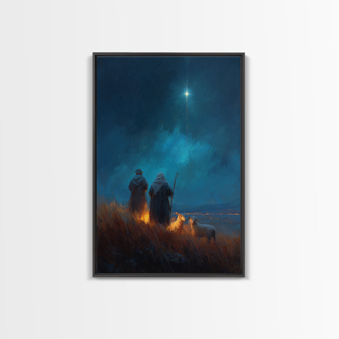 Shepherds’ Wonder – Framed Canvas Print – Christian Wall Art – Christian Art – Christmas Art – Christian Art Canvas – Christian Christmas A